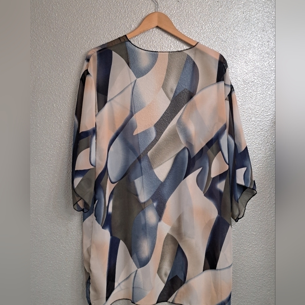 Multi Color Geometric Patterned Kimono Osfm - image 3